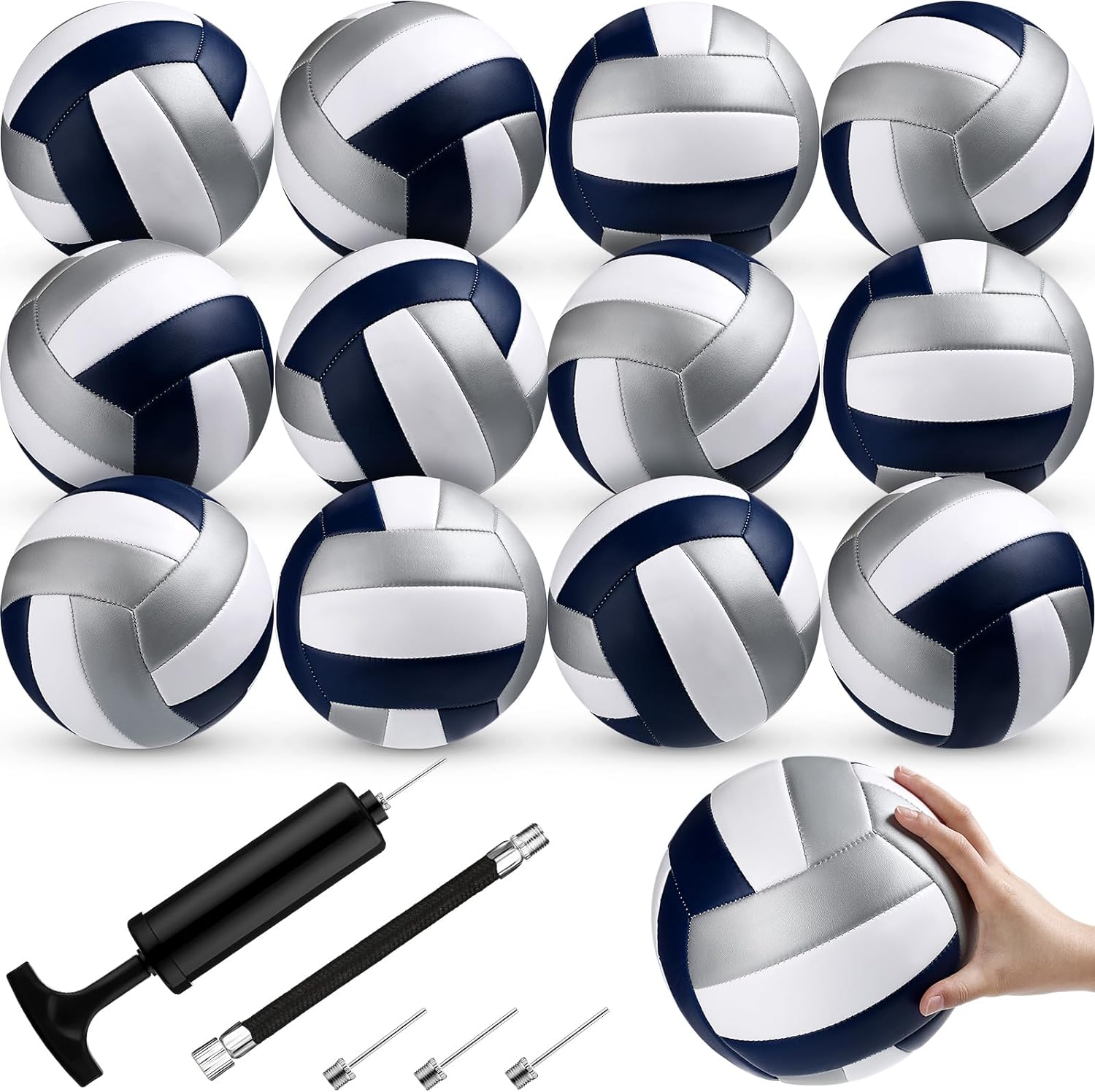 12 Pcs Volleyballs Official Size 5 Volley Balls Bulk Practice Volleyballs Indoor Outdoor Soft Recreational Volleyball with Pump for Beginner Teen for Gym Training Beach Pool